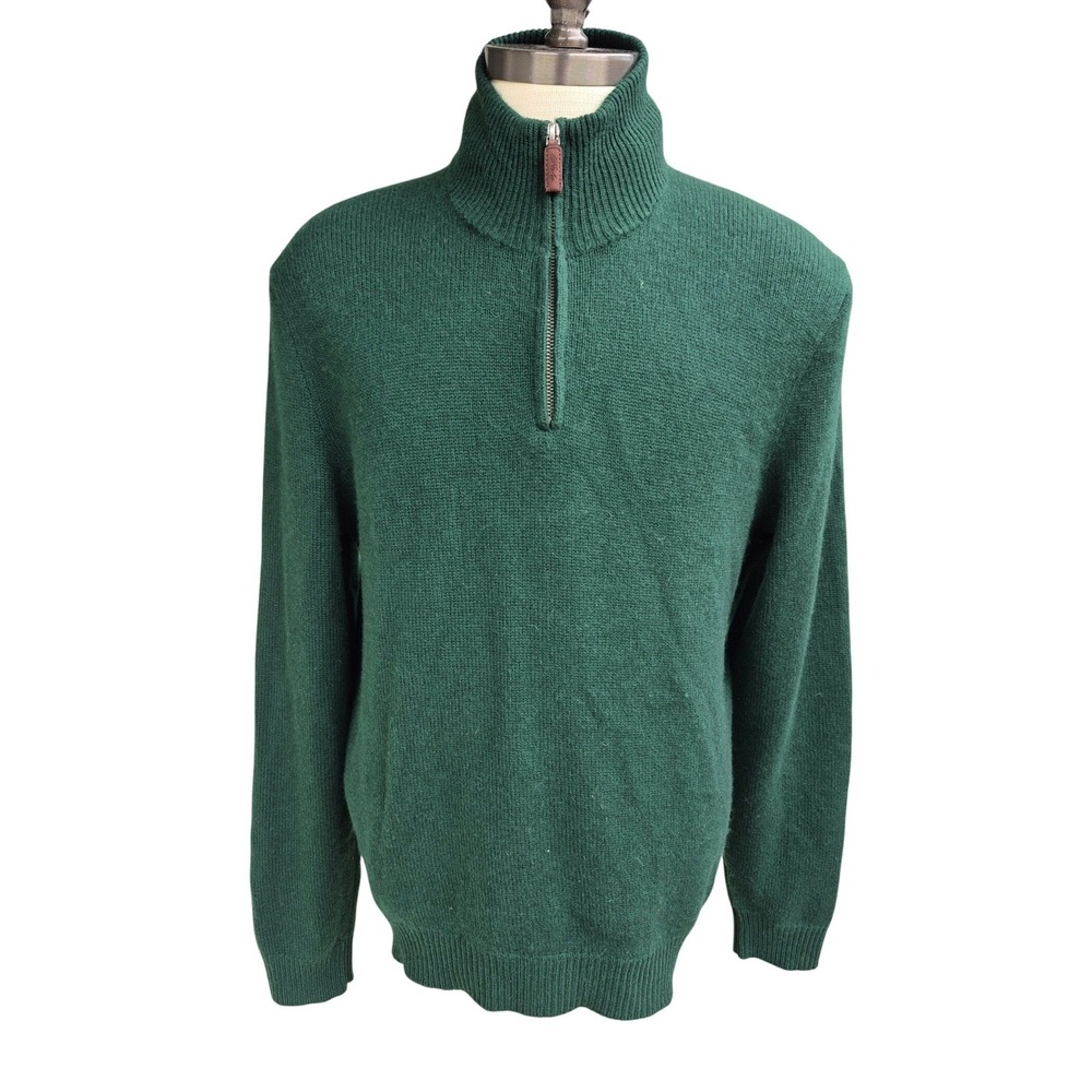 Polo Ralph Lauren Mens‎ XL 100% Cashmere Quarter Zip Sweater Hunter Green Knit